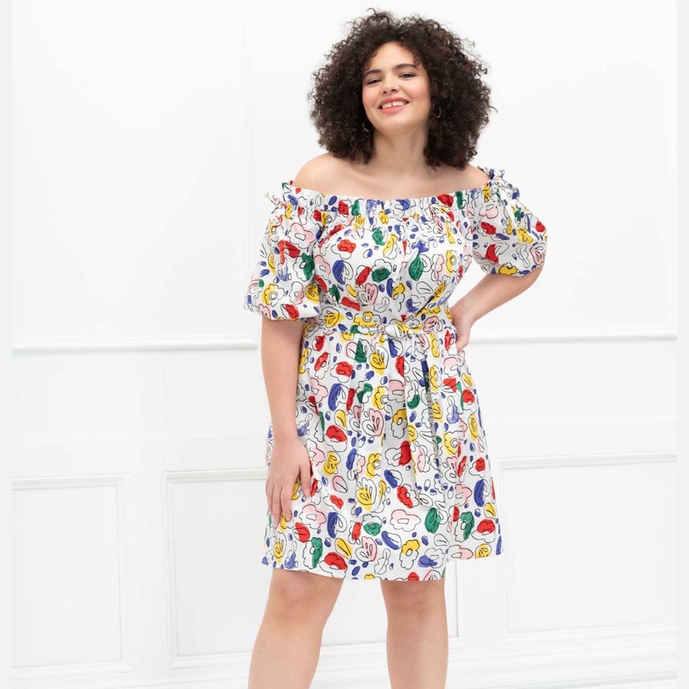 Eloquii off the shoulder abstract floral dress
